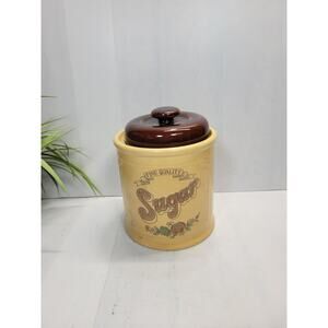 Vintage Asake Sugar Canister Stoneware Brown 70s  Made in Japan
